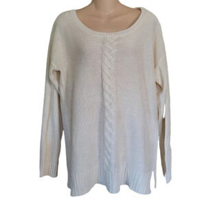 Joe Fresh White-Off White Round Neck Knit Sweater Size Women's XL